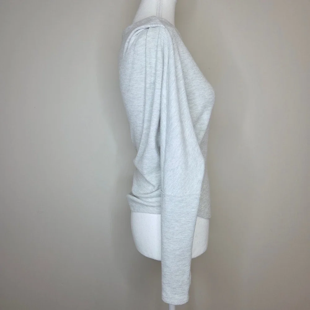 We‎ The Free Free People Light Gray Thermal Boat Neck Top Thumb Holes XS
